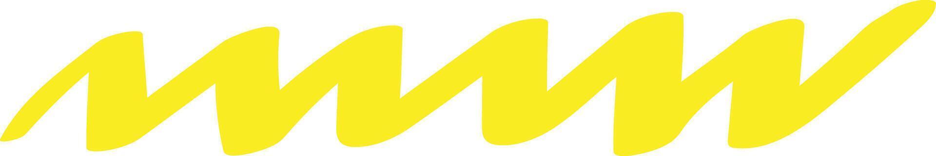 Wide bright yellow highlighter zig zag stroke is emphasizing important text on white paper, creating a dynamic and eye catching visual element for studying or creative projects vector