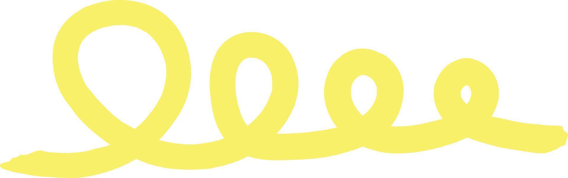 Yellow ribbon forming a continuous looping line, creating a playful and decorative element over a clean white background, ideal for various design applications vector