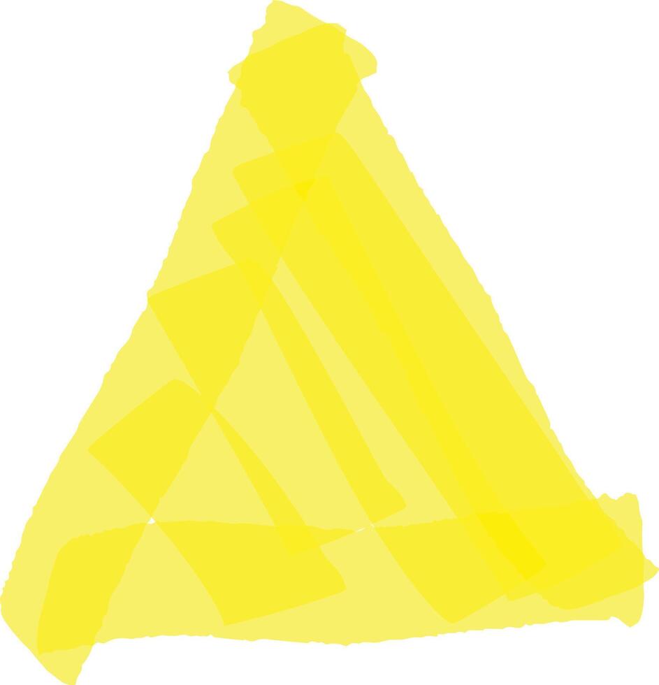 Vibrant yellow brush strokes forming a triangular shape on a clean white background create an eye catching and abstract composition, showcasing a modern artistic style vector