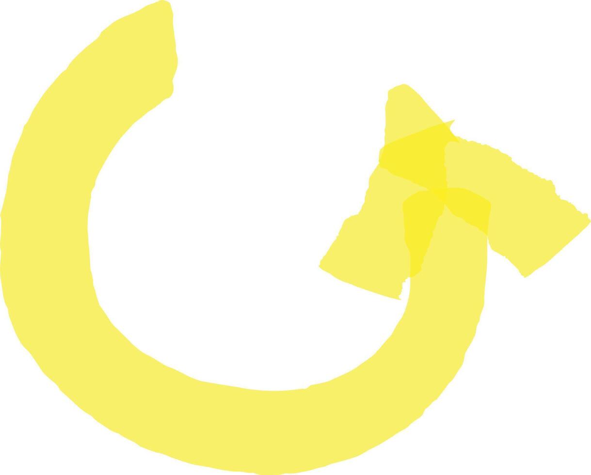 Reload arrow making almost a full circle with yellow paintbrush stroke effect pointing to the right, representing an update or refresh process vector