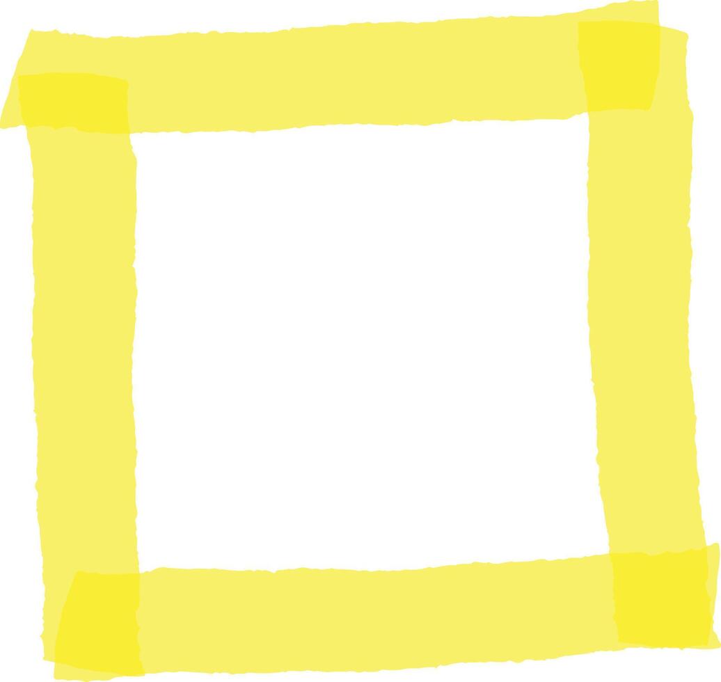 Yellow sticky tape forming a square frame is creating a simple yet vibrant border on a clean white background, providing a space for text or design elements vector