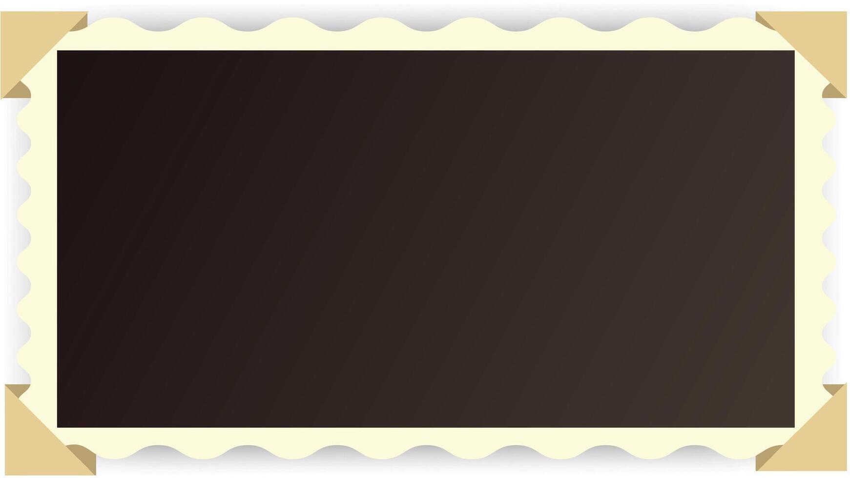 Photo frame with scalloped edges and four adhesive corners ready to be attached to an album or any other surface, creating a vintage and nostalgic feel vector