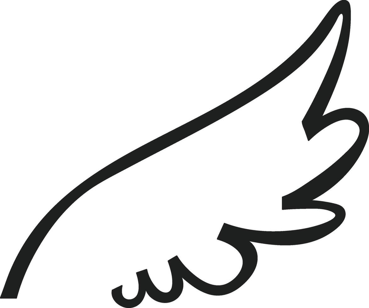 Simple line art illustration featuring a wing rising upward, embodying themes of freedom, hope, and spiritual growth, perfect for minimalist designs and logo applications vector