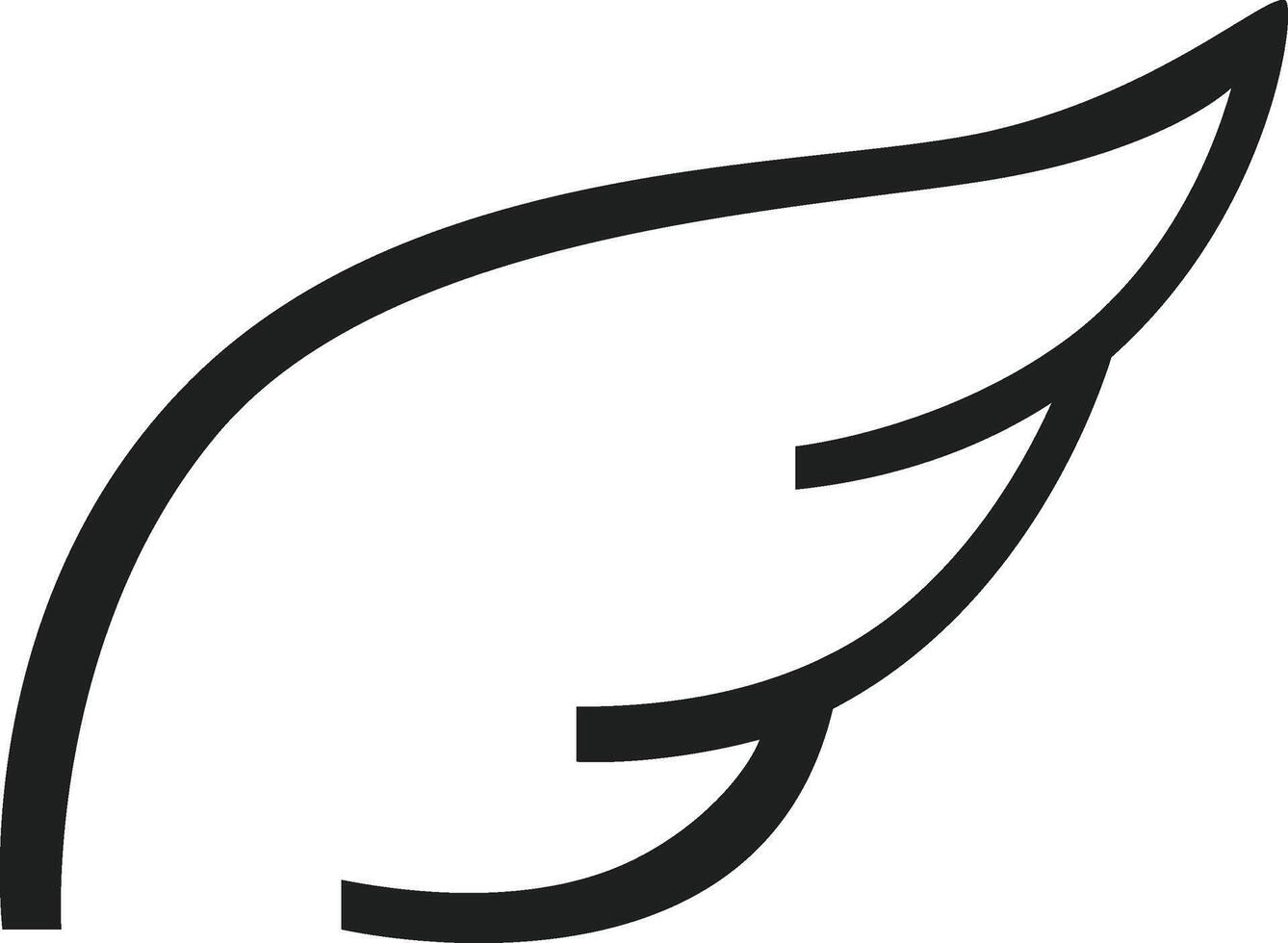 Minimalist illustration featuring a gracefully curved black wing against a pristine white backdrop, symbolizing freedom, flight, and aspiration vector
