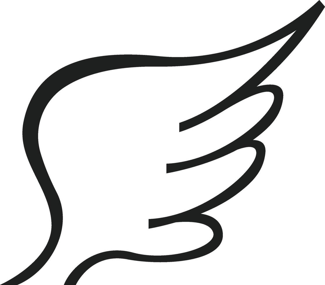 Stylized black lines forming a wing evoke feelings of freedom, flight, and elegance, making it an ideal choice for a variety of design projects and creative expressions vector