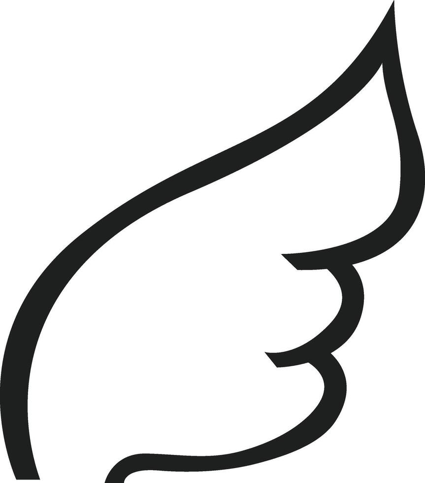 Minimalist illustration featuring a single, gracefully curved wing, symbolizing freedom, flight, and spiritual ascension, conveying a sense of elegance and simplicity vector