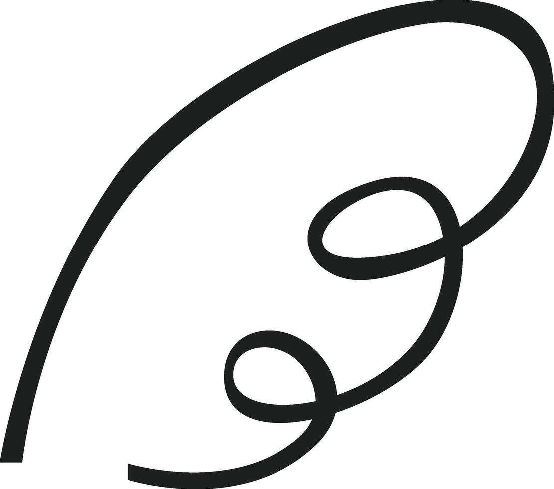 Simple black continuous line drawing forming an abstract shape similar to a decorative swirl, isolated over a white background, ideal for graphic design projects vector