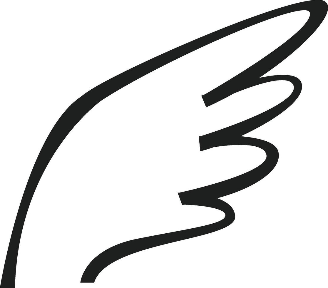 Minimalist illustration featuring a gracefully curved wing, symbolizing freedom, flight, and aspiration in a clean and modern design vector