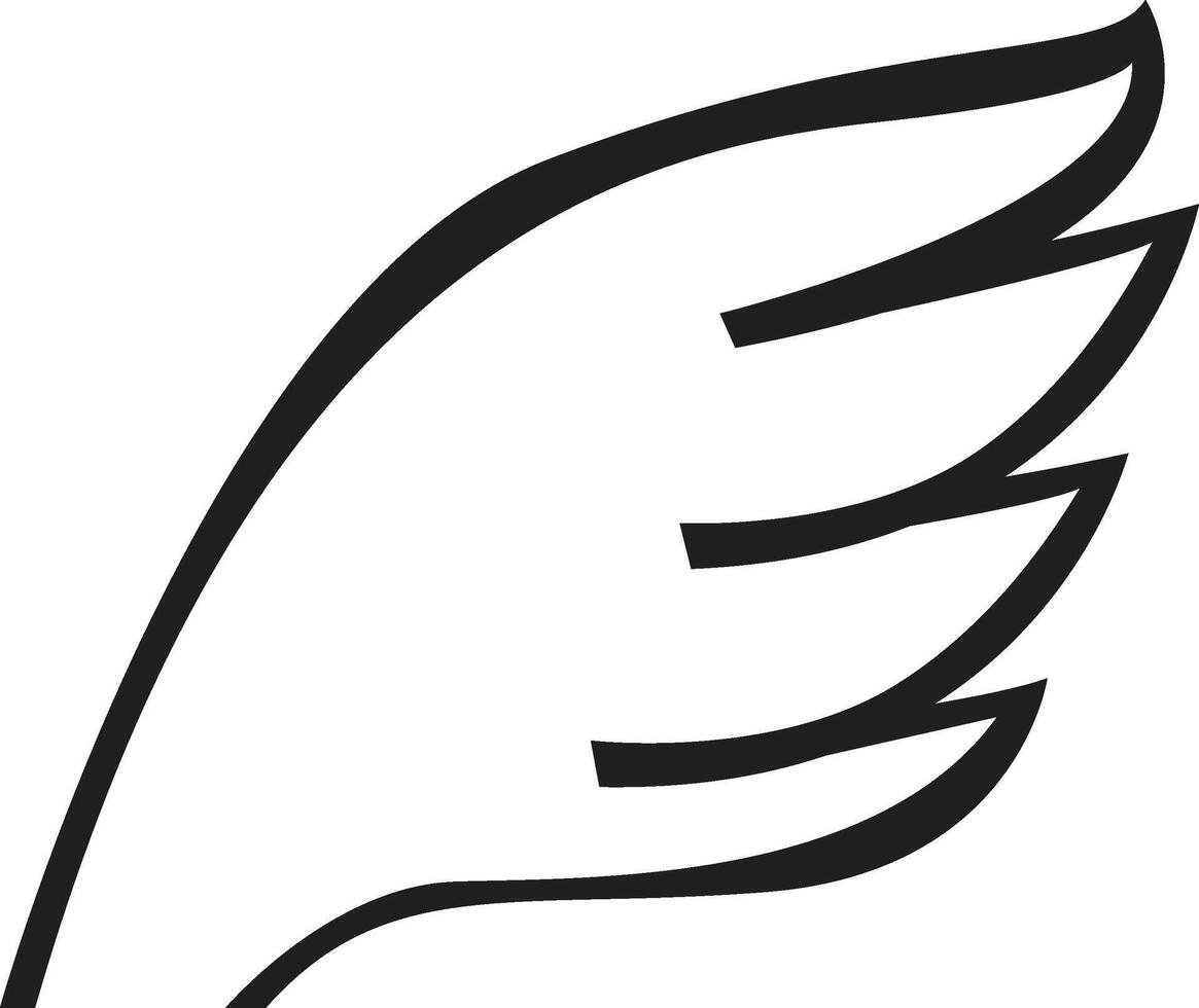 Minimalist illustration of a wing rising, depicted with simple and elegant black lines on a white background, conveying a sense of lightness and freedom vector