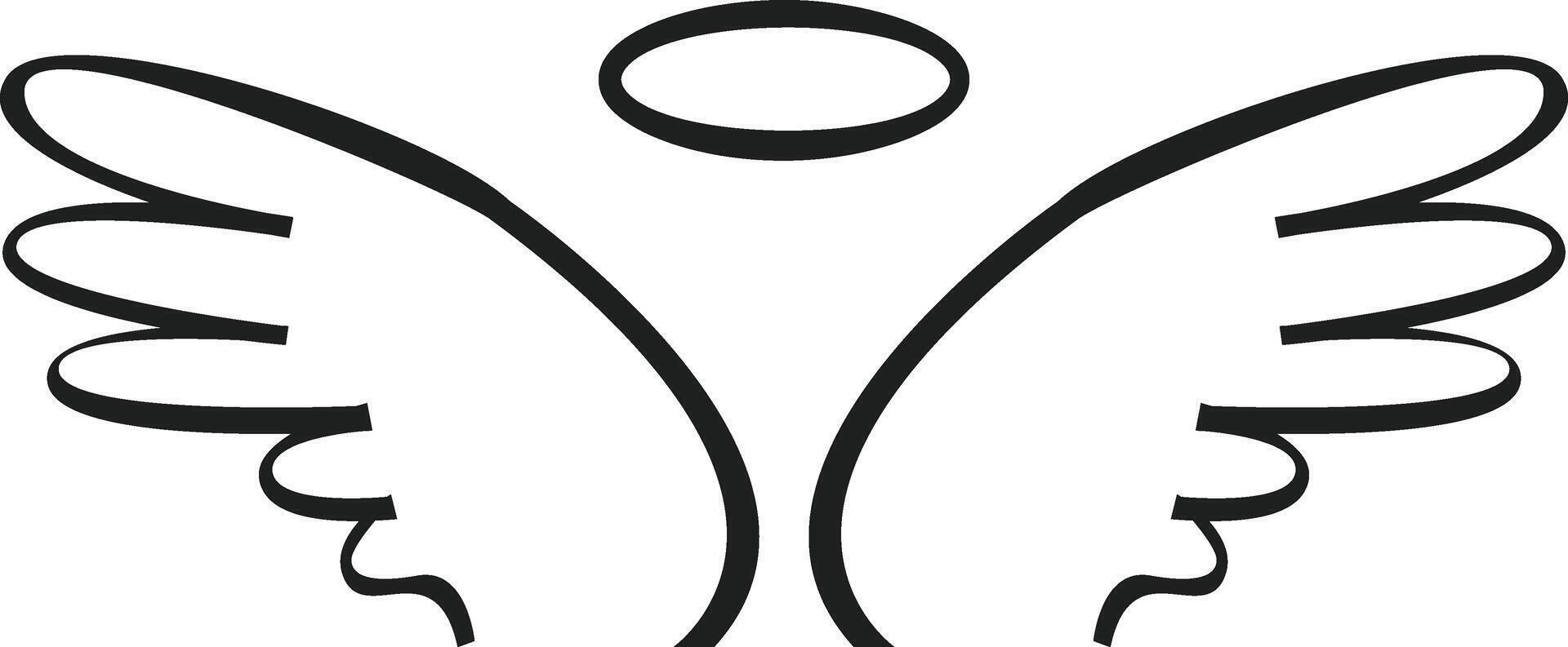 Simple and elegant portrayal of angel wings and a halo, symbolizing divine presence, embodying spirituality, hope, and innocence in a serene and minimalist design vector