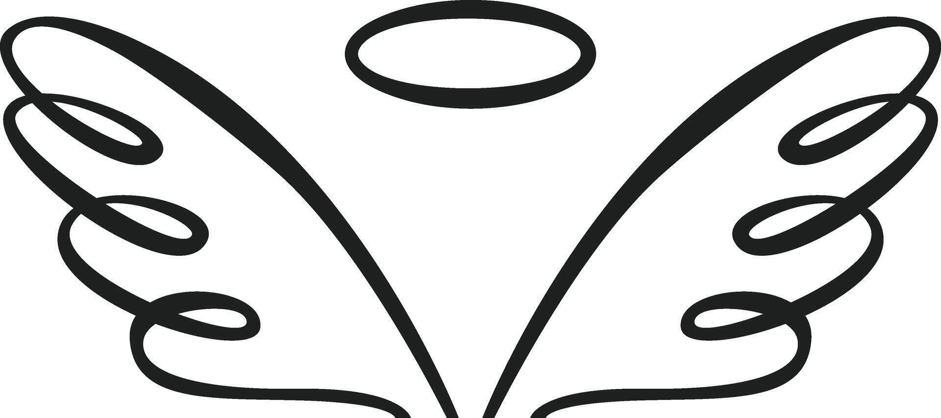 Stylized angel wings with halo hovering above, representing spirituality, hope, and divine presence, creating a symbolic image of grace and protection vector