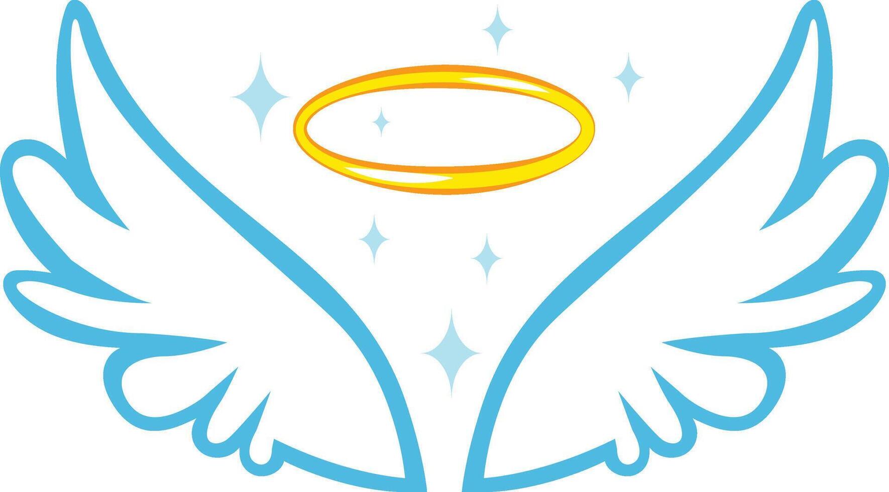 Cartoon drawing featuring angel wings and a halo radiating bright light, symbolizing purity, innocence, and a divine presence, evoking feelings of hope and peace vector