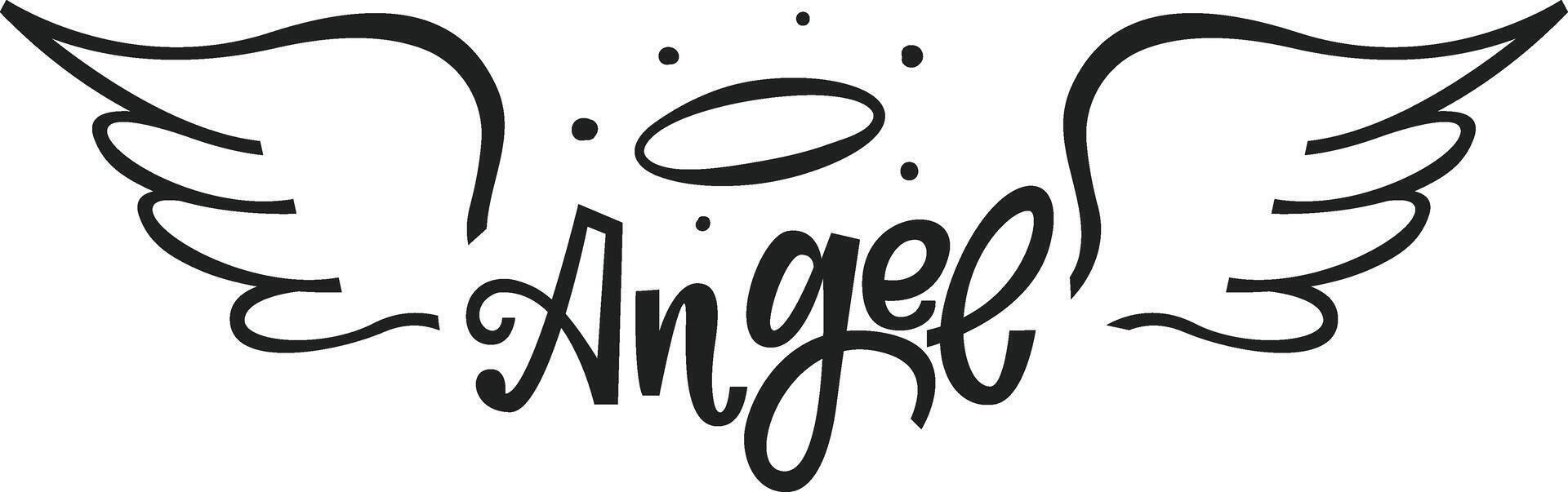 Hand drawn angel wings and halo symbolize divine presence, spirituality, and innocence, creating a celestial atmosphere with a touch of elegance vector