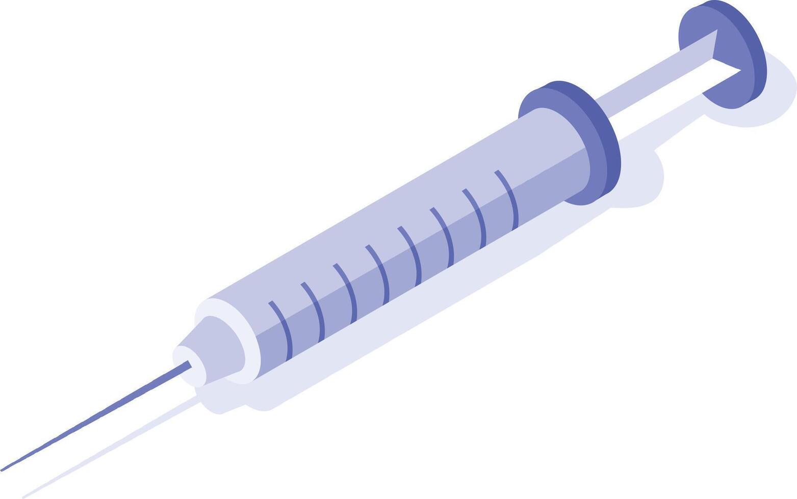 Isometric illustration of a medical syringe injecting vaccine or medicine, representing healthcare and medical treatment concepts in a modern, clean design vector