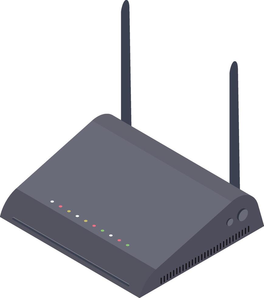Wireless router featuring dual antennas delivering high speed internet access, enabling seamless connectivity for multiple devices in both home and office environments vector