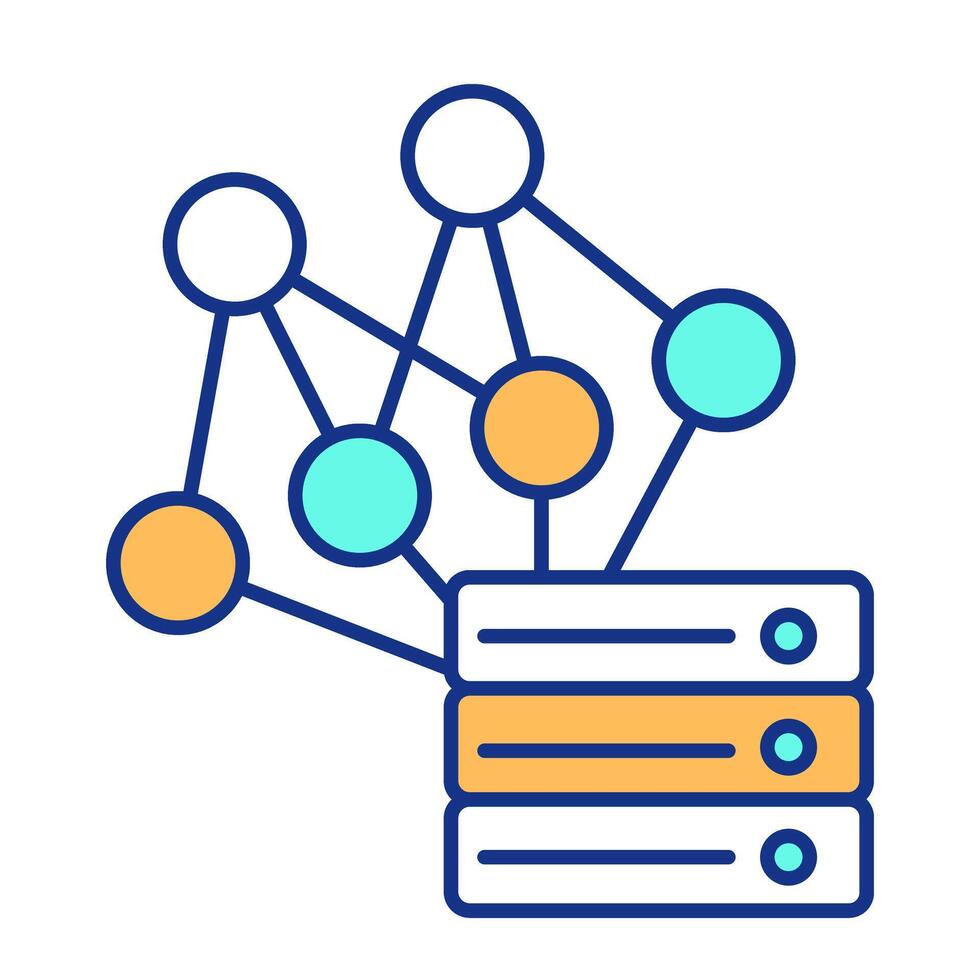 Non parametric statistical analysis RGB color icon. Data servers network analysis. Modern computing technology. Isolated illustration. Simple filled line drawing. Editable stroke vector