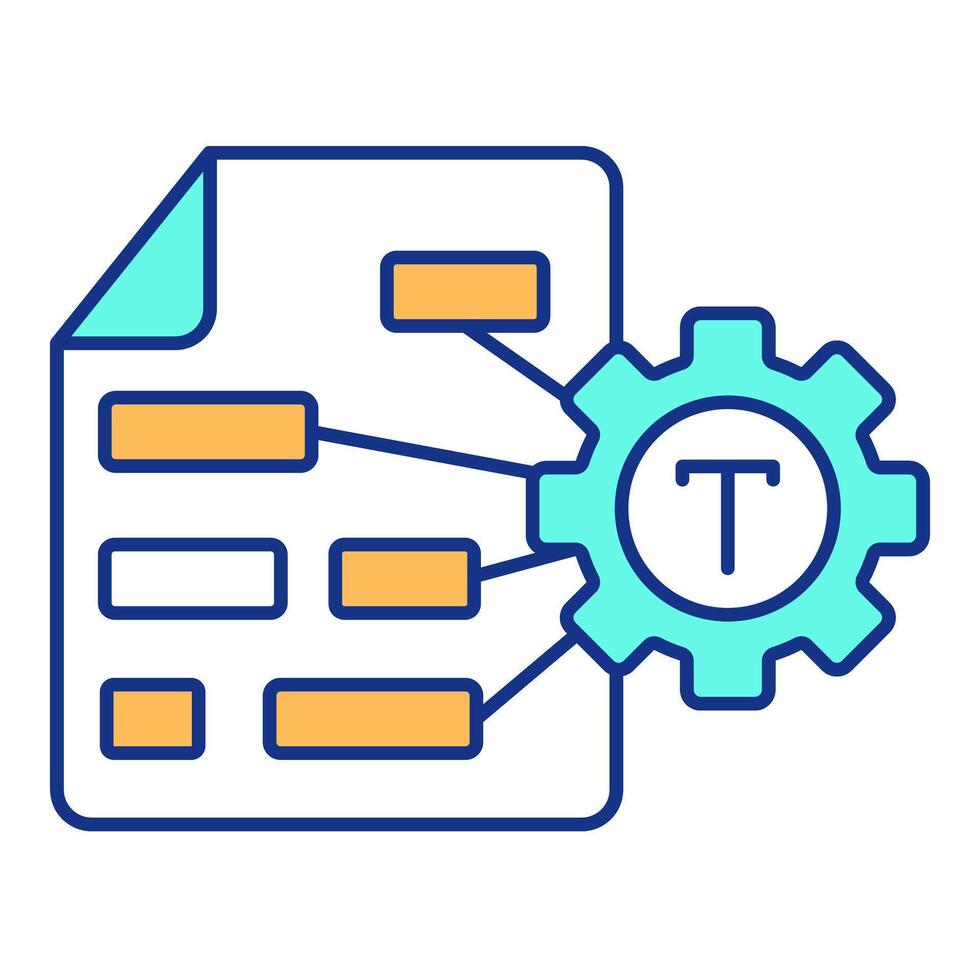 Text recognition AI system RGB color icon. Word embedding machine learning. Content semantic relationships analysis. Isolated illustration. Simple filled line drawing. Editable stroke vector