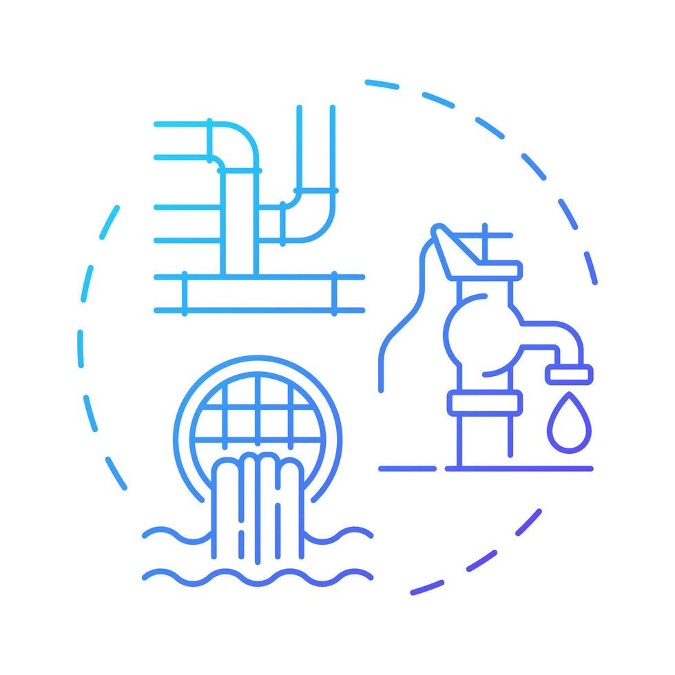 Water blue gradient concept icon. Liquids treatment and sanitation. Recycling importance for environment. Round shape line illustration. Abstract idea. Graphic design. Easy to use in article vector