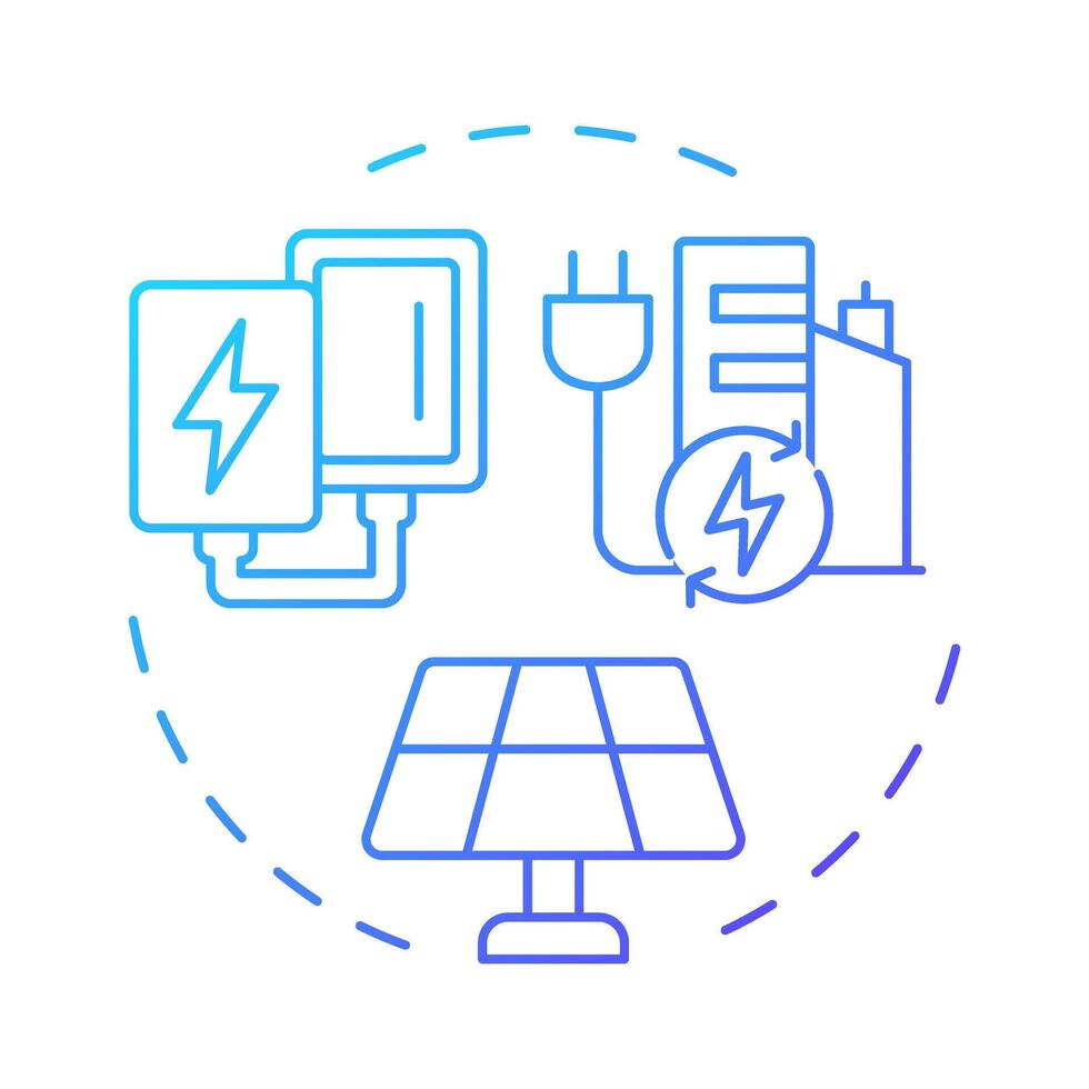 Energy blue gradient concept icon. Integration of eco friendly power. Renewable sources usage advantages. Round shape line illustration. Abstract idea. Graphic design. Easy to use in article vector