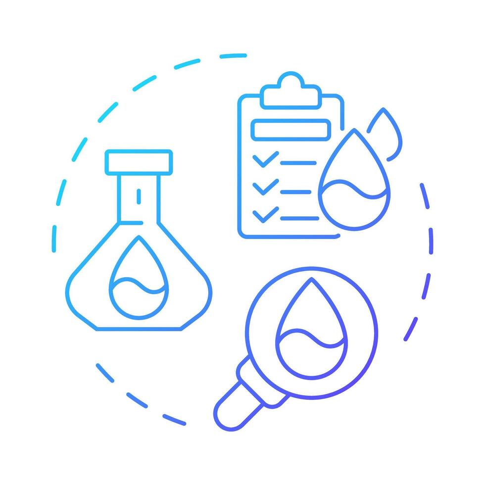 Water quality blue gradient concept icon. Laboratory research of liquids properties. Scientific testing methods. Round shape line illustration. Abstract idea. Graphic design. Easy to use in booklet vector