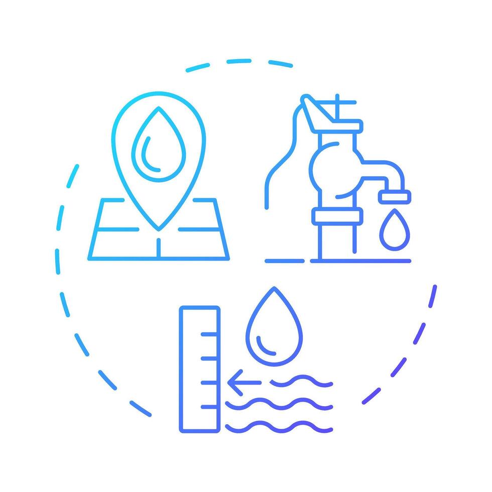 Water quantity blue gradient concept icon. Measuring liquid amount in natural sources. Environment care. Round shape line illustration. Abstract idea. Graphic design. Easy to use in article vector