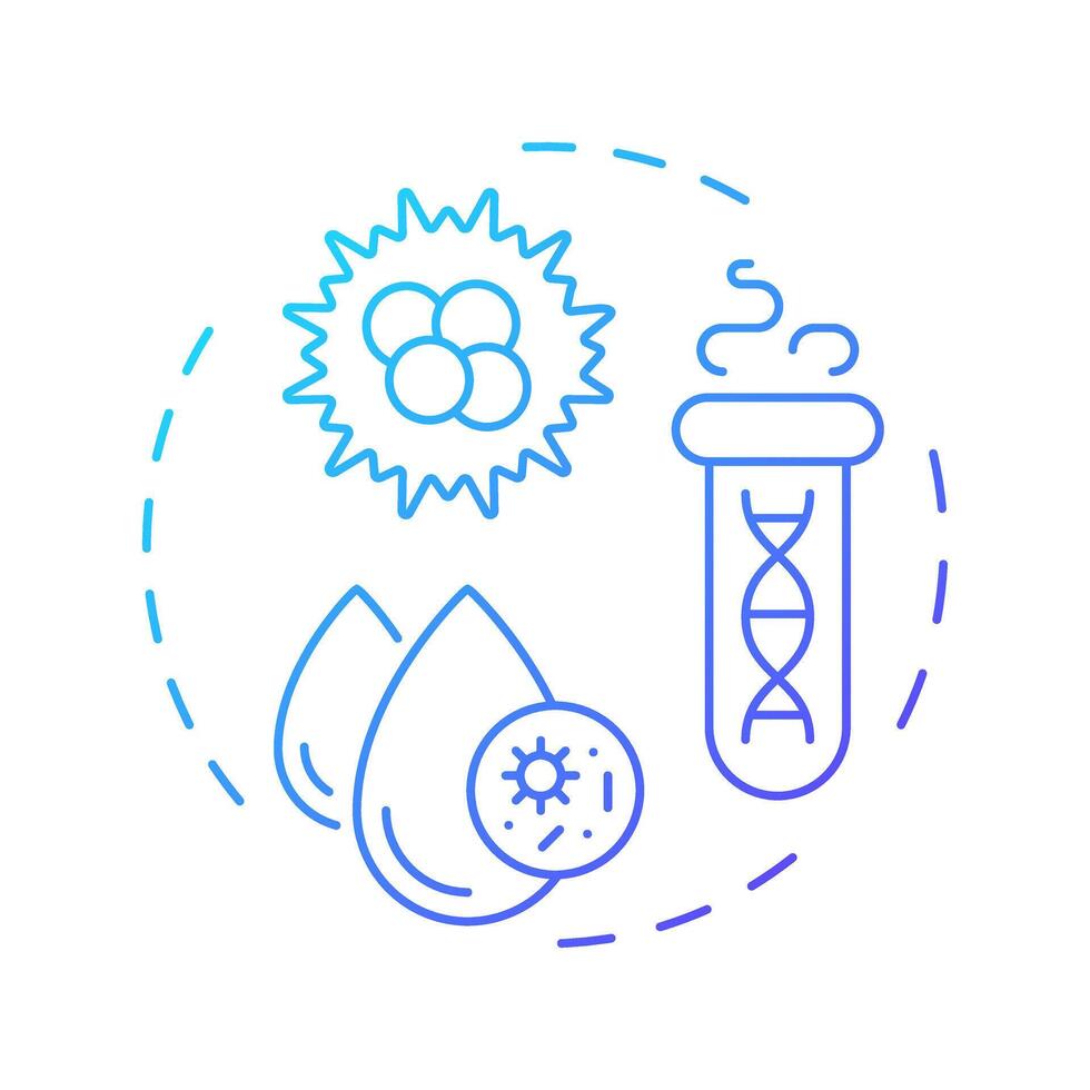 Biological properties of water substance blue gradient concept icon. Biodiversity in liquid ecosystem research. Round shape line illustration. Abstract idea. Graphic design. Easy to use in booklet vector