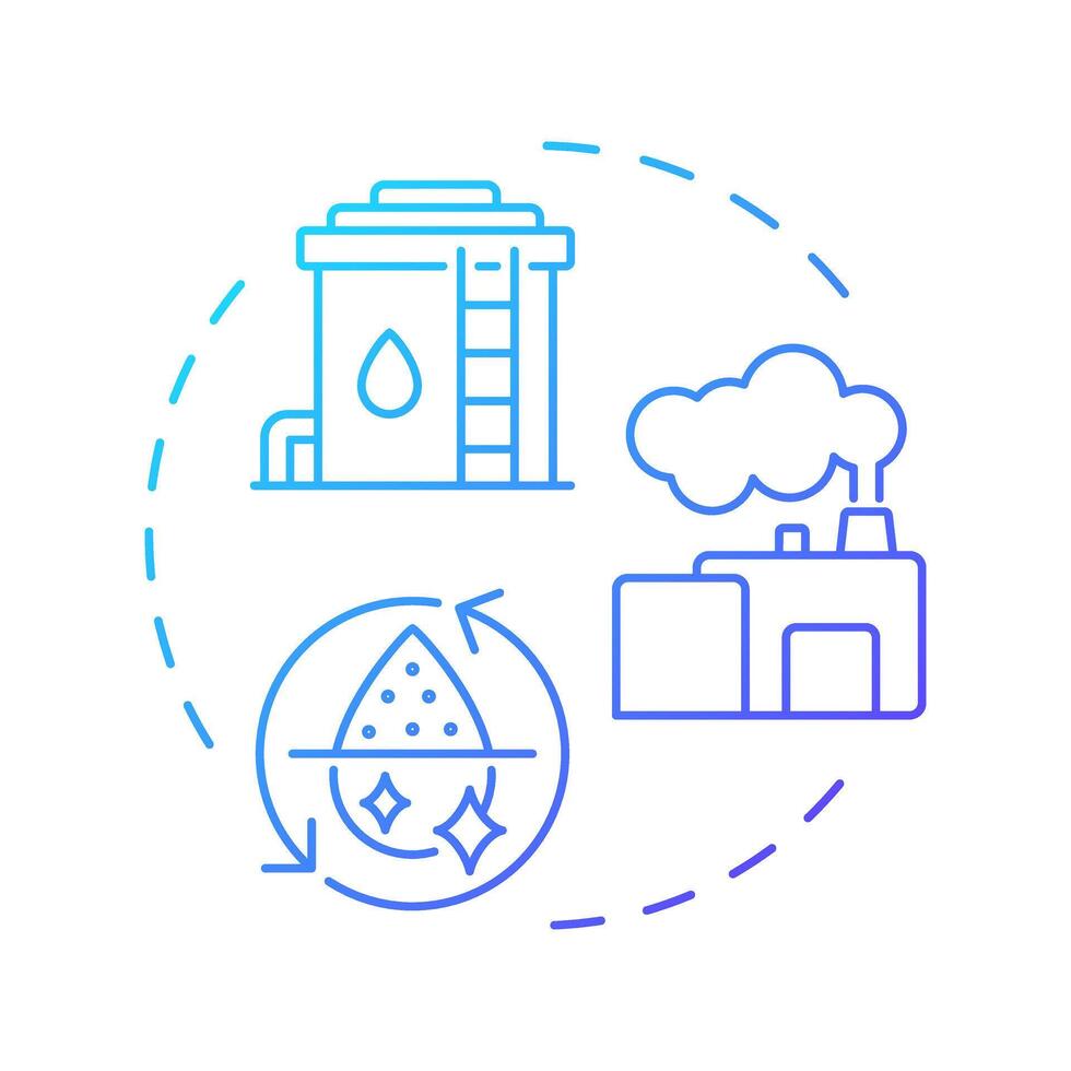 Industrial water reuse blue gradient concept icon. Manufacturing and production facilities needs. Liquid usage. Round shape line illustration. Abstract idea. Graphic design. Easy to use in article vector