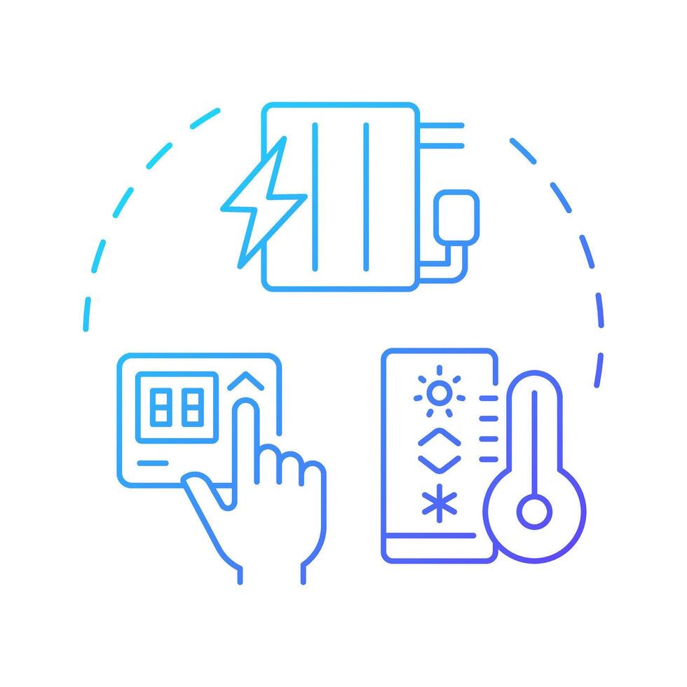 Adjust temperature blue gradient concept icon. Maintaining thermostat settings. Energy saving tip. Sustainability. Round shape line illustration. Abstract idea. Graphic design. Easy to use in article vector