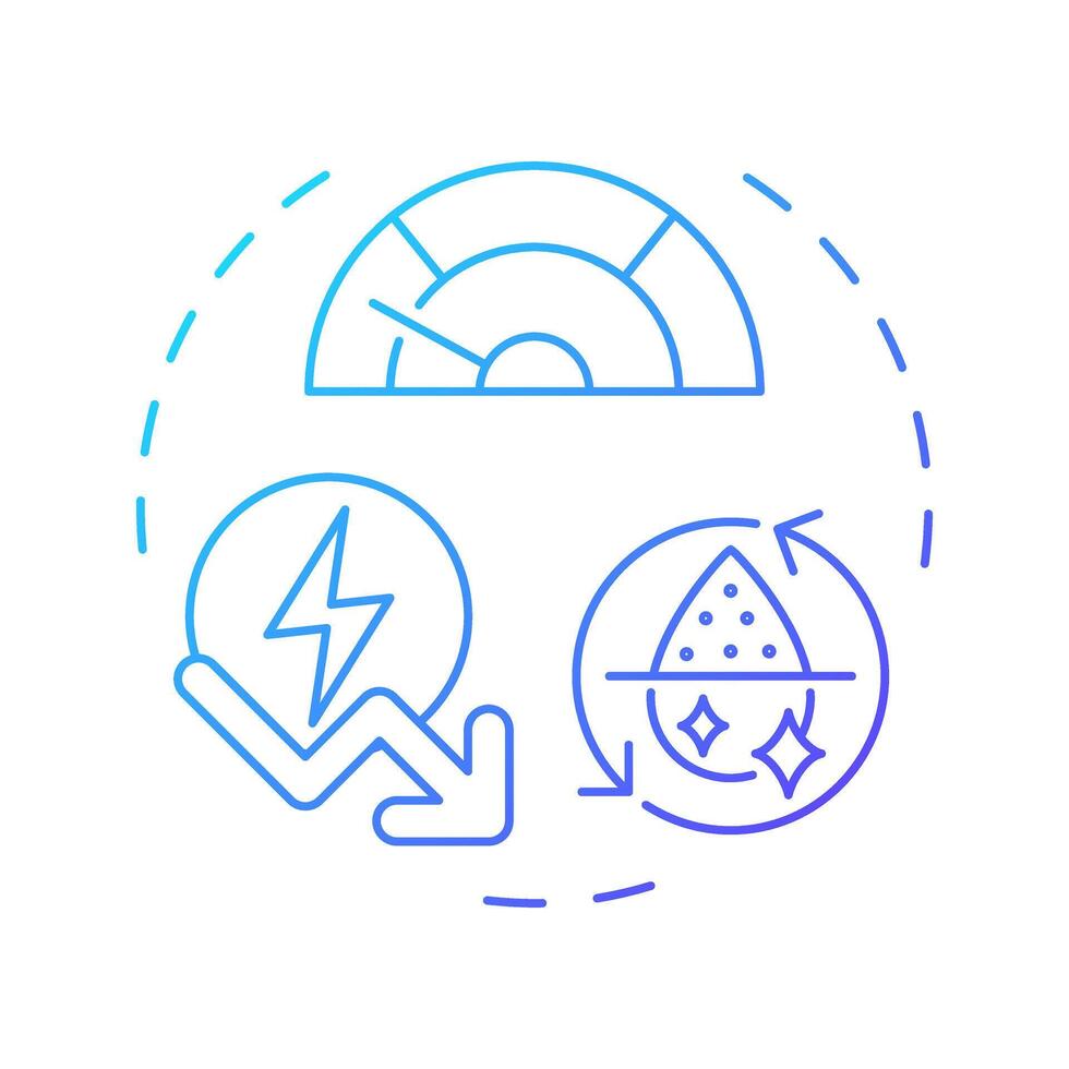 Reduce energy consumption blue gradient concept icon. Locally treated liquids usage. Benefit of water recycling. Round shape line illustration. Abstract idea. Graphic design. Easy to use in booklet vector