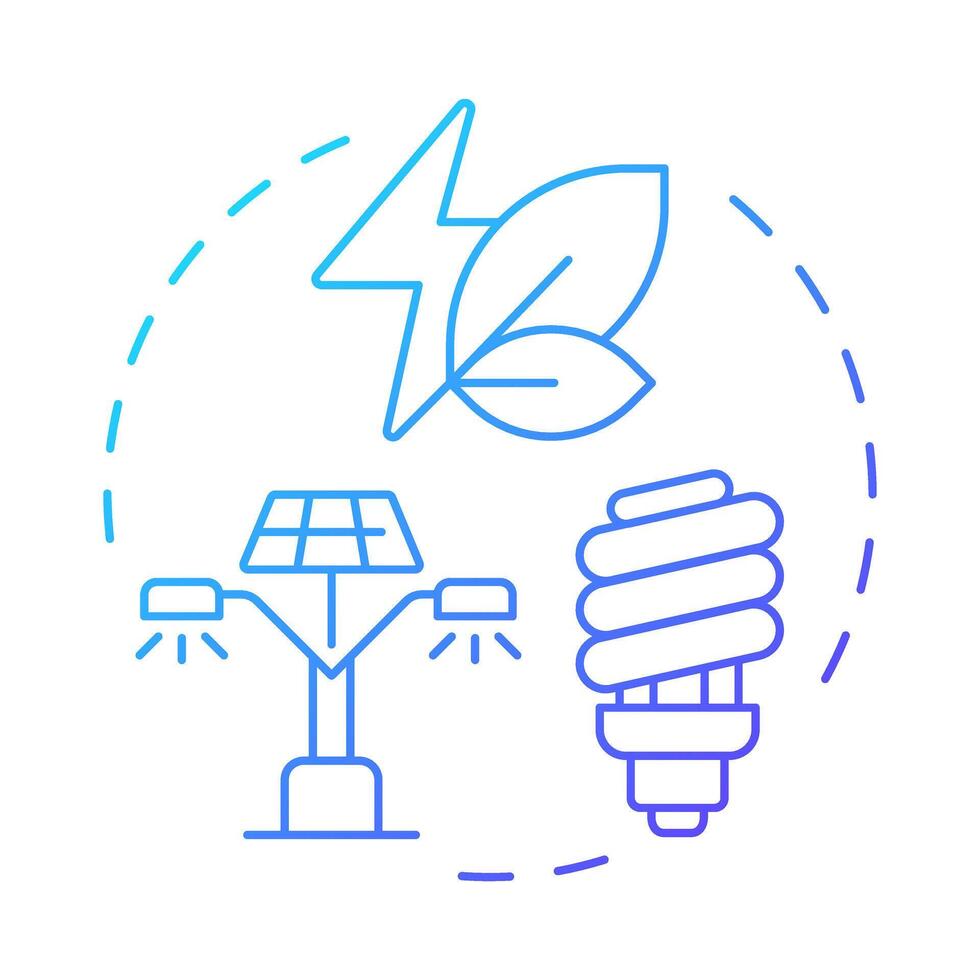 Use LED light blue gradient concept icon. Reduce electricity consumption with modern technology. Energy saving tip. Round shape line illustration. Abstract idea. Graphic design. Easy to use in booklet vector