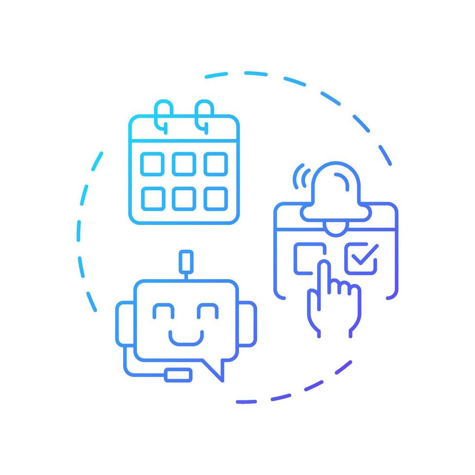 Schedule appointments blue gradient concept icon. Planning visit to doctor. Healthcare chatbot use case. Round shape line illustration. Abstract idea. Graphic design. Easy to use in booklet vector