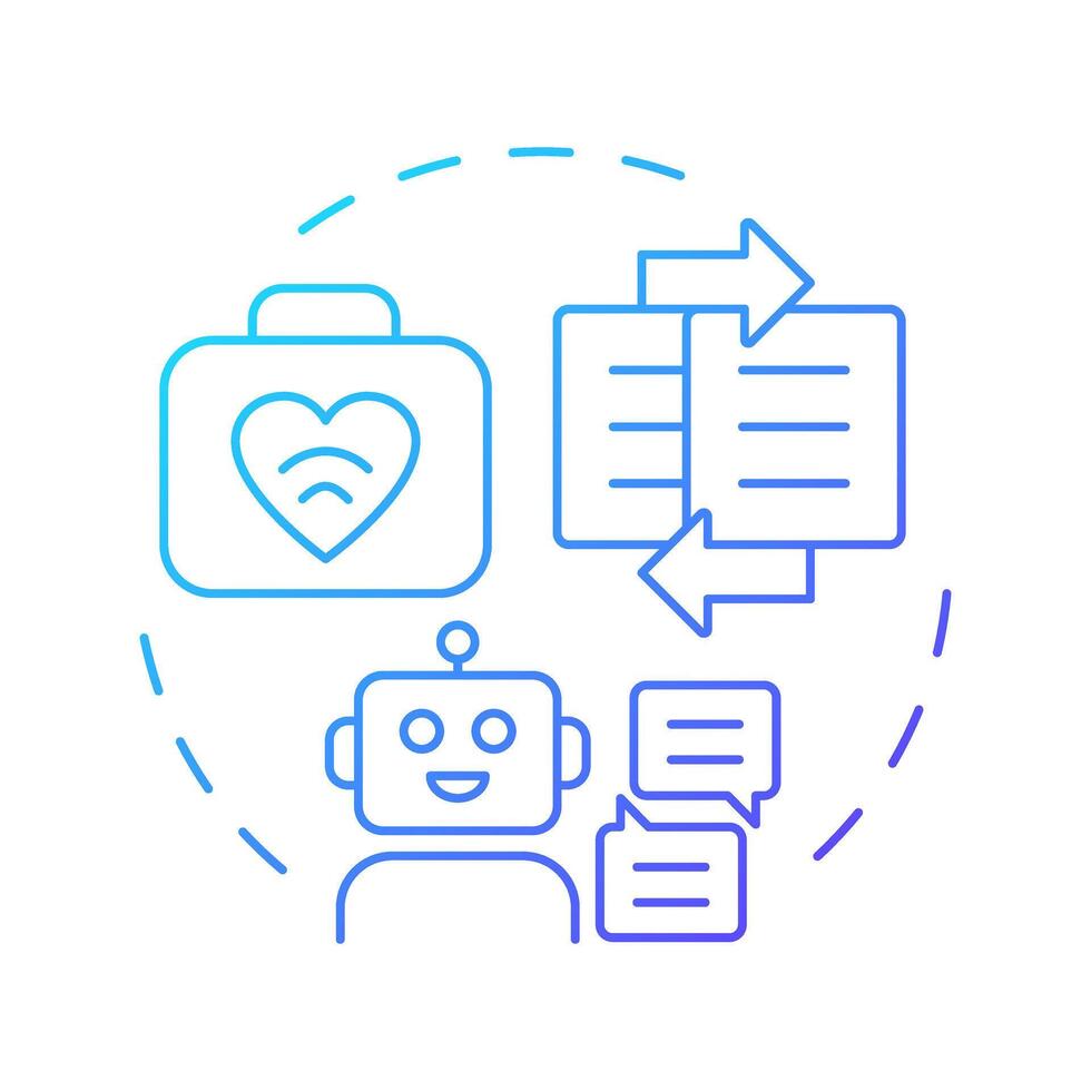 Conversational chatbots blue gradient concept icon. Answering health related question. Telehealth patient support. Round shape line illustration. Abstract idea. Graphic design. Easy to use in booklet vector