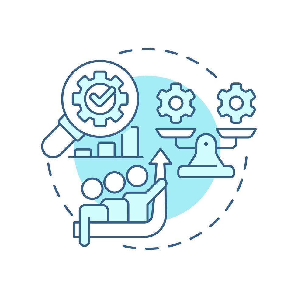 Internal benchmarking soft blue concept icon. Identify best practices. Business processes comparison. Round shape line illustration. Abstract idea. Graphic design. Easy to use in article vector