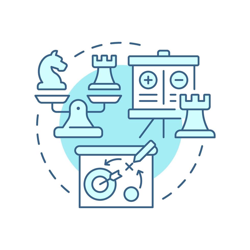 Strategic benchmarking multi color concept icon. Improving company positions. Business processes analytics. Round shape line illustration. Abstract idea. Graphic design. Easy to use in article vector
