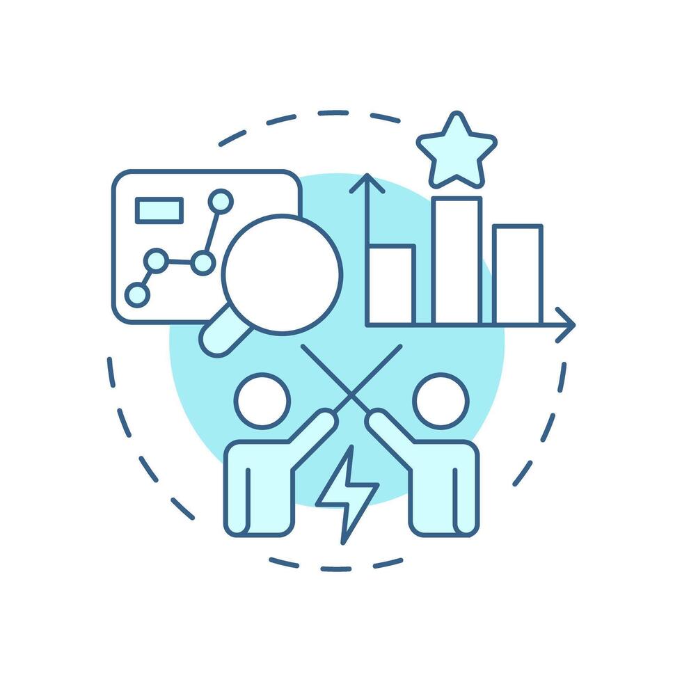 Competitive rivals soft blue concept icon. Intensity of competition within industry. Porter 5 forces. Round shape line illustration. Abstract idea. Graphic design. Easy to use in brochure vector