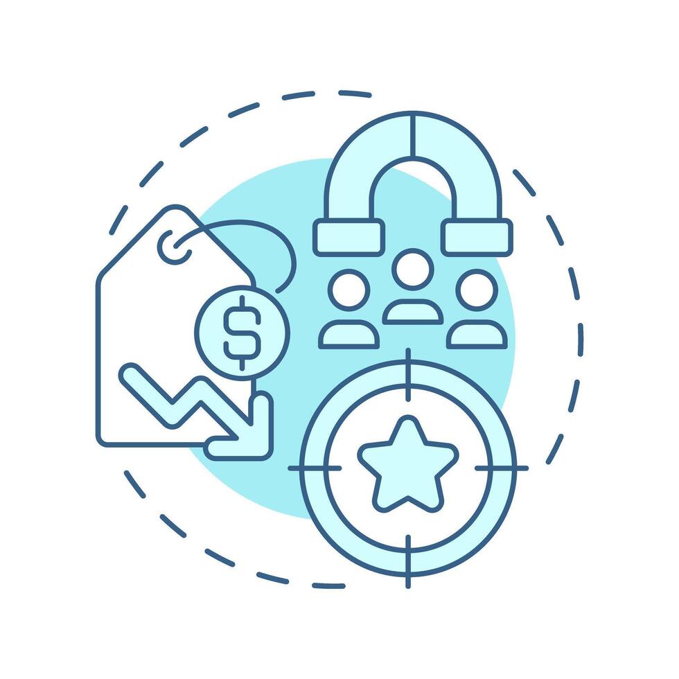 Cost focus soft blue concept icon. Lowest cost producer within niche. Business competitive advantage. Round shape line illustration. Abstract idea. Graphic design. Easy to use in brochure vector