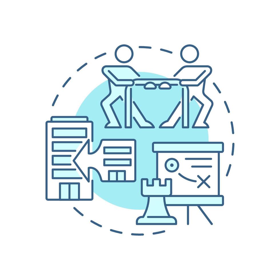 Offensive strategy soft blue concept icon. Active aggressive commerce. Competitive business management. Round shape line illustration. Abstract idea. Graphic design. Easy to use in brochure vector