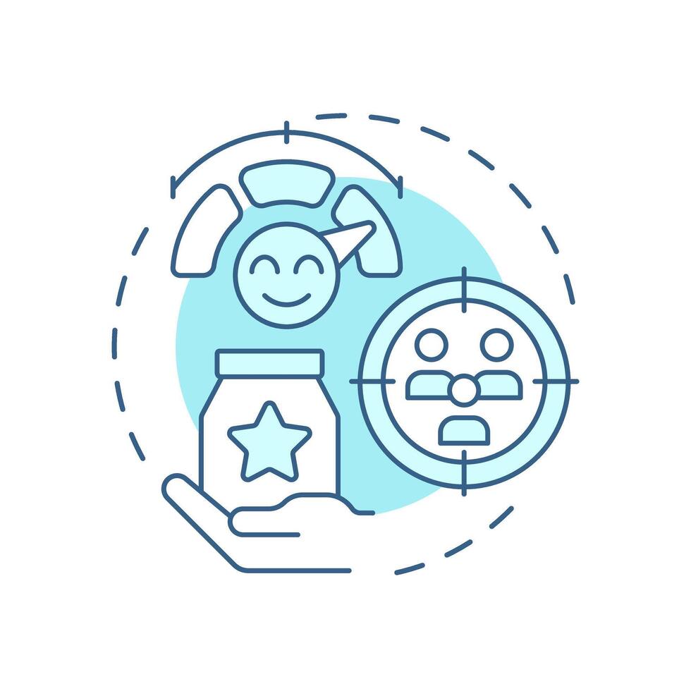 Differentiation focus soft blue concept icon. Unique needs and preferences. Business competitive advantage. Round shape line illustration. Abstract idea. Graphic design. Easy to use in article vector