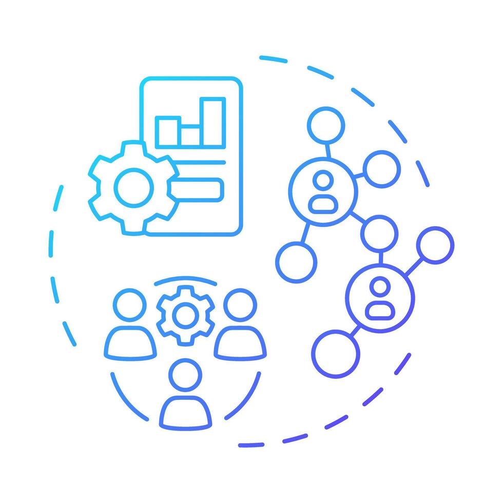 HRMS blue gradient concept icon. Human resource management system. Technology of workforces control improvement. Round shape line illustration. Abstract idea. Graphic design. Easy to use in brochure vector