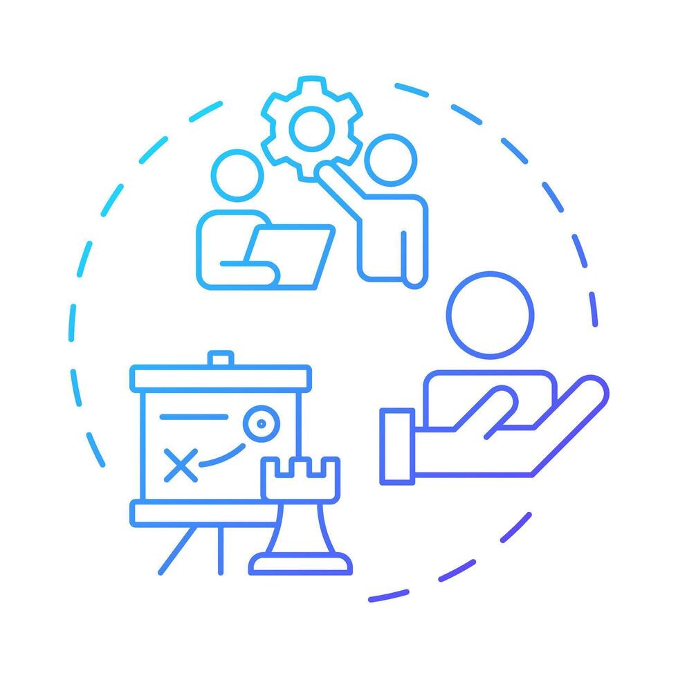 HCM blue gradient concept icon. Human capital management. Corporate employees regulation technology. Round shape line illustration. Abstract idea. Graphic design. Easy to use in presentation vector