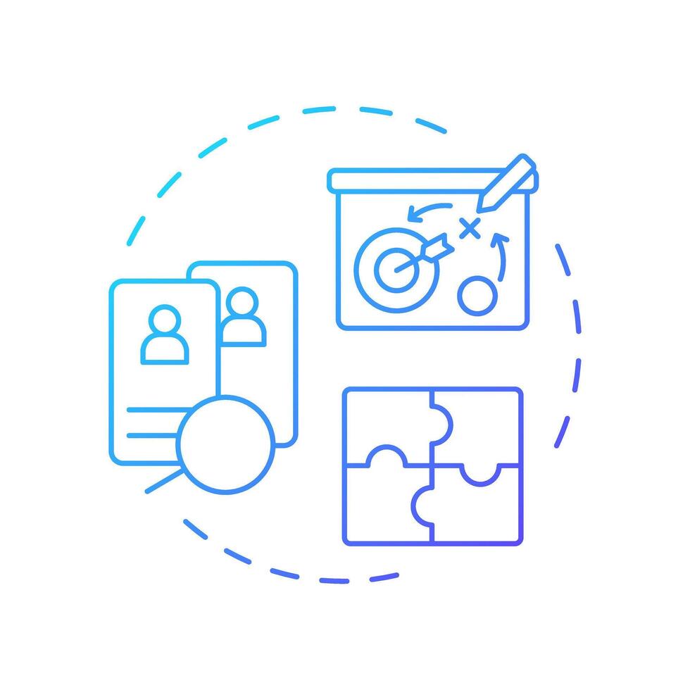 analítica y personal planificación azul degradado concepto icono ...