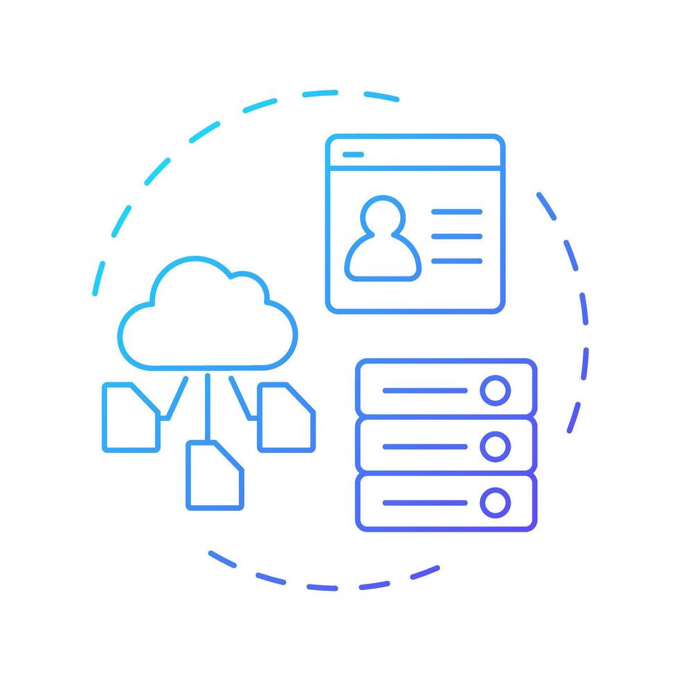 Employee data management blue gradient concept icon. Database storage. Human resource information system. Round shape line illustration. Abstract idea. Graphic design. Easy to use in presentation vector