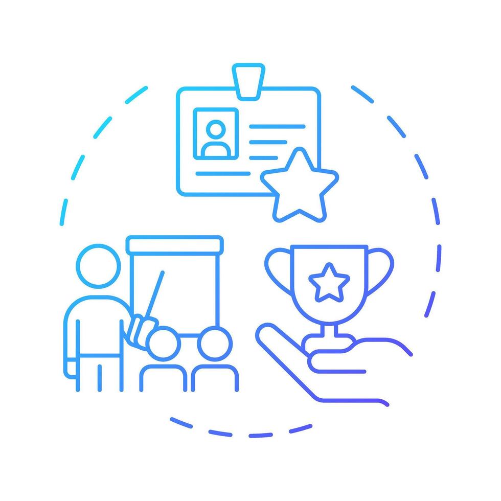 Talent management blue gradient concept icon. Skilled and motivated workforce attraction. HR process. Round shape line illustration. Abstract idea. Graphic design. Easy to use in brochure vector