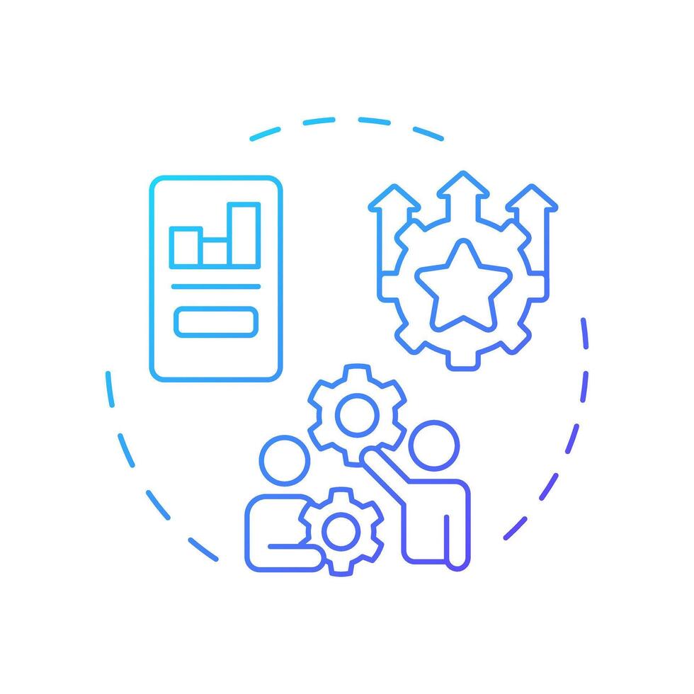 Employee performance management blue gradient concept icon. Improving workers productivity. HR process. Round shape line illustration. Abstract idea. Graphic design. Easy to use in brochure vector