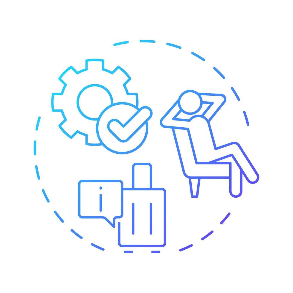 Leave management blue gradient concept icon. Handling employee requests administration. Operational HR. Round shape line illustration. Abstract idea. Graphic design. Easy to use in presentation vector