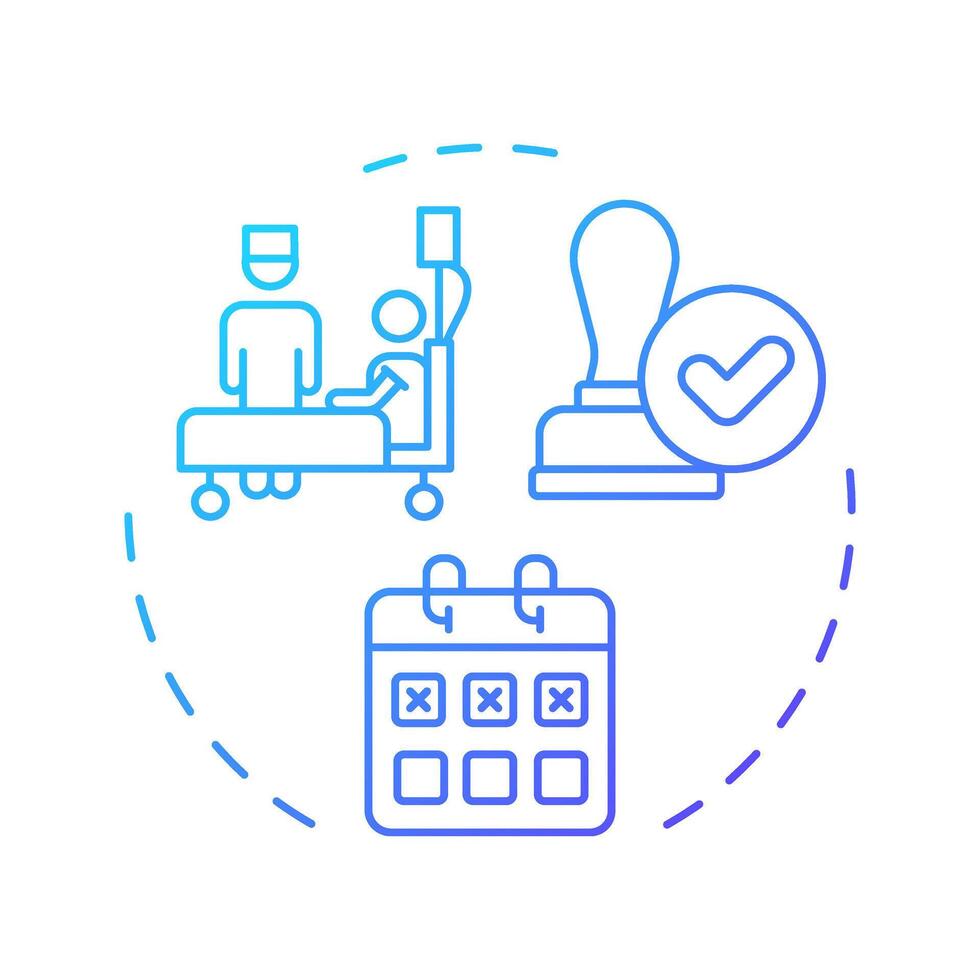 Absence management blue gradient concept icon. Control staff leaving in company. Operational HR purpose. Round shape line illustration. Abstract idea. Graphic design. Easy to use in brochure vector