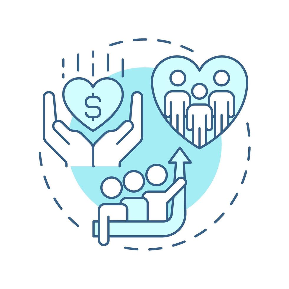 No poverty soft blue concept icon. Social equality. Economic growth, finance. Round shape line illustration. Abstract idea. Graphic design. Easy to use in infographic, presentation vector