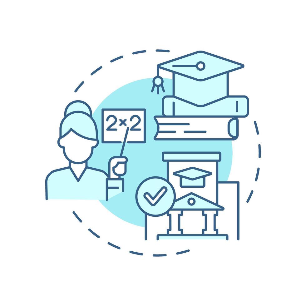 Quality education soft blue concept icon. Professional teacher, graduation. Skill development. Round shape line illustration. Abstract idea. Graphic design. Easy to use in infographic, presentation vector