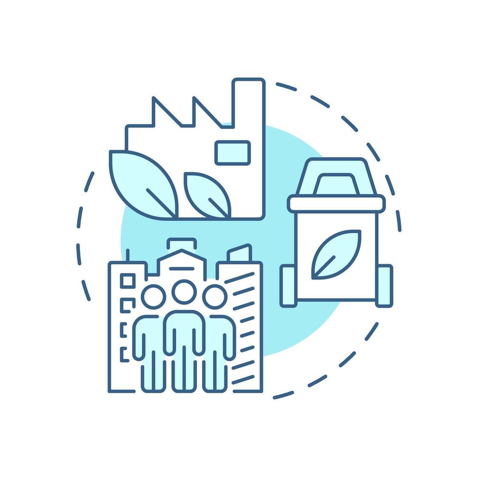 Sustainable cities and communities soft blue concept icon. Green buildings, ecology. Round shape line illustration. Abstract idea. Graphic design. Easy to use in infographic, presentation vector