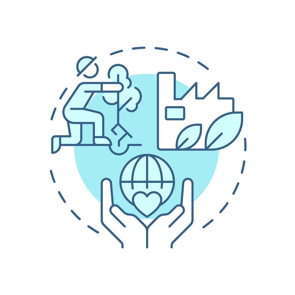 Climate action soft blue concept icon. Green production, forestation. Ecology preservation. Round shape line illustration. Abstract idea. Graphic design. Easy to use in infographic, presentation vector